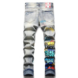 letter graffiti printed denim jeans pants mens punk bottons biker jeans streetwear slim fit hip hop new casual y2k pants joggers unique joggers style 4120