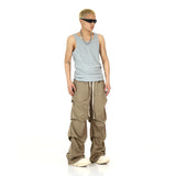 side fold baggy pants men casual elastic waist straight trousers streetwear new fashion drawstring unisex hip hop pants joggers unique joggers style 5113