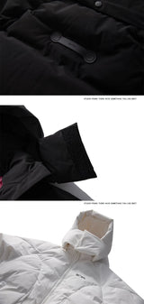 Hooded Down Jackets Winter Parkas Coats Men Solid Loose Casual Down Coats Padded Jackets Parkas Black