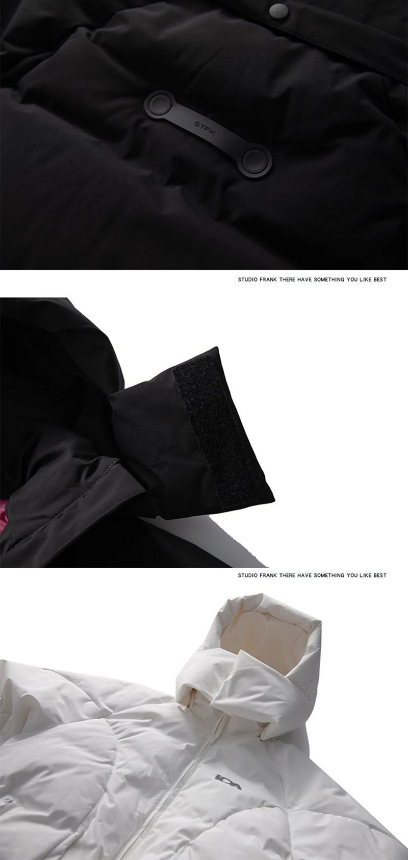 Hooded Down Jackets Winter Parkas Coats Men Solid Loose Casual Down Coats Padded Jackets Parkas Black