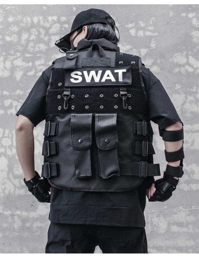 graphic outerwear featuring hip hop sleeveless vests adjustment cargo waistcoat with pockets zipper military jacket fashion streetwear mens tactical vests design – premium quality jacket for men