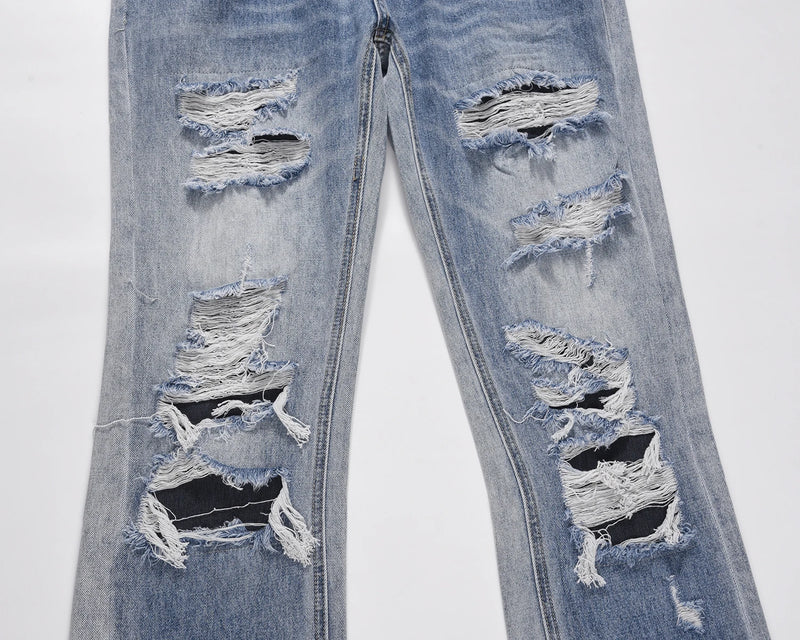 street wear washed hole destroyed skinny jeans denim hip hop blue cylinder male casual slim jeans pants ripped denim trousers unique jeans style 257