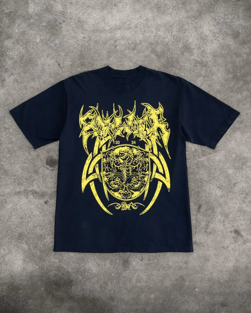 Cyberpunk Anime panel – American Trendy Gothic Dragon Letter Printed Oversized T Shi