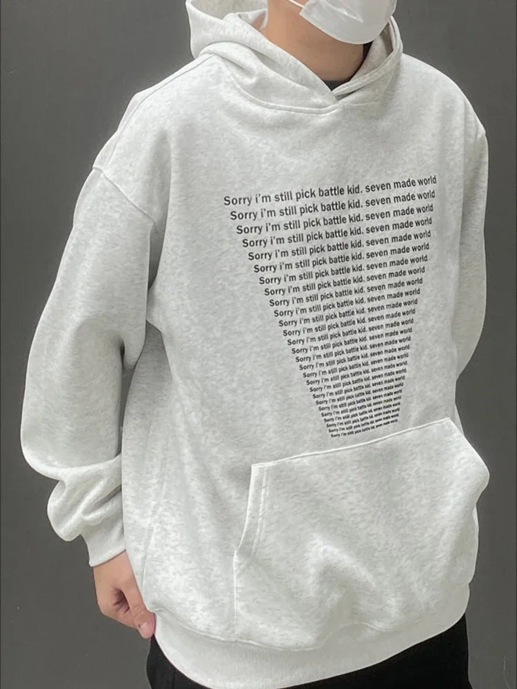Half Zip Knit Streetwear Sweater – Autumn Mens Y2K Letter Printed Goth Hoodies New American Streetwear Hooded Sweatshirts Hip Hop Fashion Pullover Retro Hoody | Zip Knit Drop #151