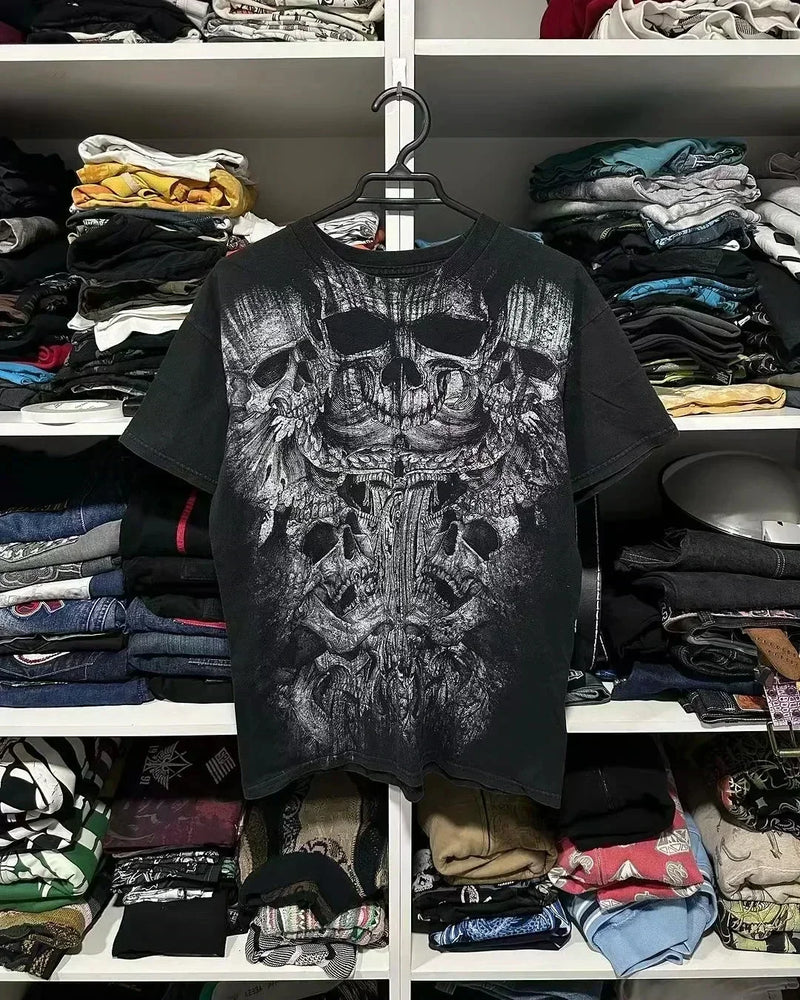 Harajuku Vintage print – Street Y2K New Gothic Printed Cotton T Shirt Men Harajuku Hi