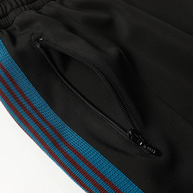 sea blue casual pants men woman loose comfortable side edge weaving stripe embroidery drawstring joggers sweatpants unique joggers style 5275