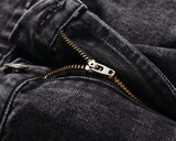 patchwork graffiti black straight denim pants mens vintage patches stitching ink splashed jeans y2k logging cargo pants for male unique cargo style 1484