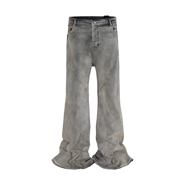ro ribbons desert colore high elastic micro flared jeans mens straight baggy casual boot cut oversize solid loose denim trousers ripped baggy denim