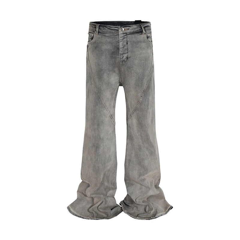 ro ribbons desert colore high elastic micro flared jeans mens straight baggy casual boot cut oversize solid loose denim trousers ripped baggy denim