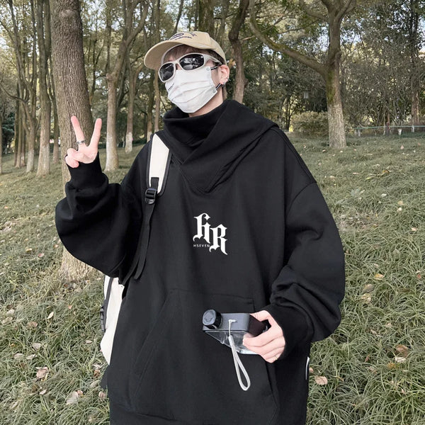 Autumn Ninja Neck Streetwear Hoodies Men Fleece Goth Letter Hip Hop Ho