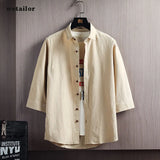 Wetailor New Summer Hot Sale Men's Short Sleeve Shirts Solid Color Easy Care Comfortable Stand-Up Collar Casual Beach Style