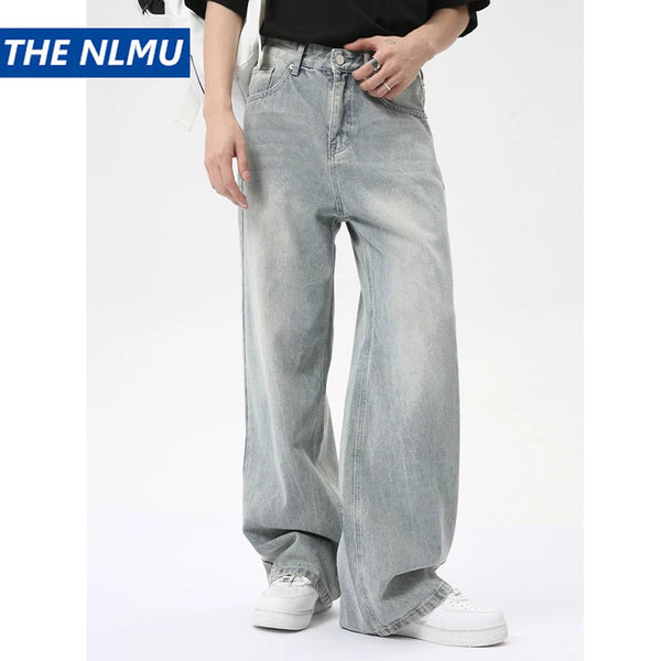 vintage baggy jeans mens streetwear hip hop loose blue denim pants hi street luxury designer jeans trousers man vintage washed jeans