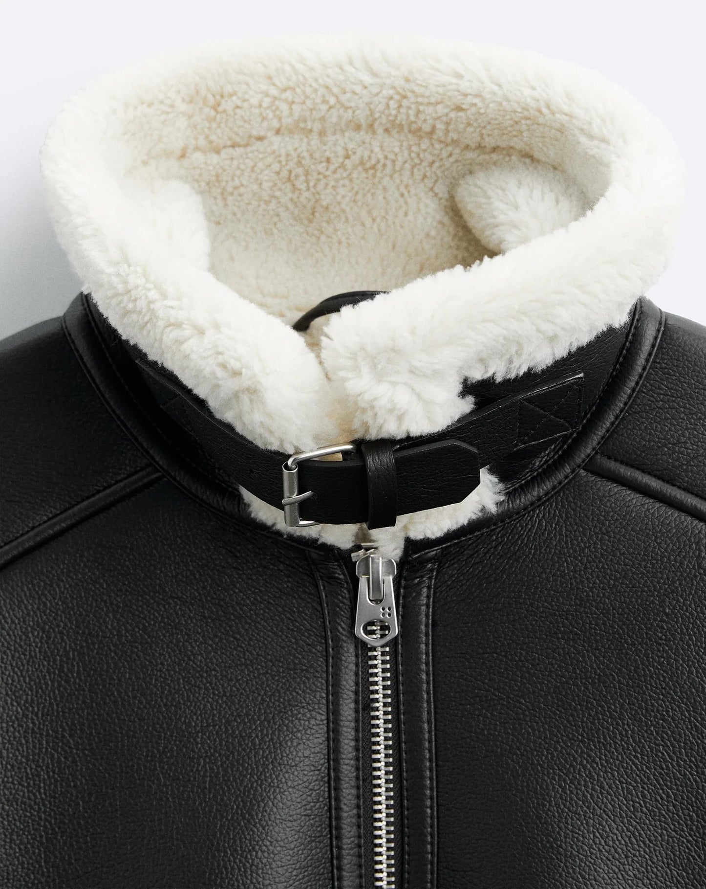 Warm Winter High-quality Lapel Suede Cashmere Piping Double-sided Motorcycle Punk Leather Jacket For Men