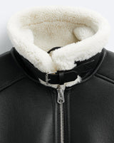 Warm Winter High-quality Lapel Suede Cashmere Piping Double-sided Motorcycle Punk Leather Jacket For Men