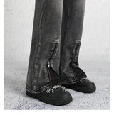 2023 dark streetwear totem embroidery vintage baggy men jeans pants feet zipper straight hip hop punk denim trousers ropa hombre unique jeans style 1774