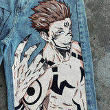 harajuku slifer the sky dragon print y2k men s jeans popular anime baggy jeans wide leg pants streetwear trouser men clothing unique jeans style 5664
