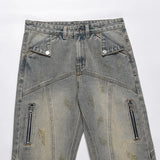 hip hip streetwear denim straight pants mens harajuku retro washed cotton casual zipper joggers jeans trousers pants jean men unique joggers style 2093