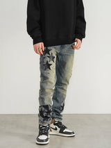 star appliques denim jeans skinny trousers slim fit men new casual biker jeans fashion streetwear hip hop trousers pants joggers unique joggers style 3553