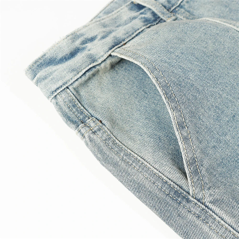 vintage multi pocket jeans mens harajuku cargo denim pants retro hip hop straight loose jean pants men clothing unique cargo style 1291
