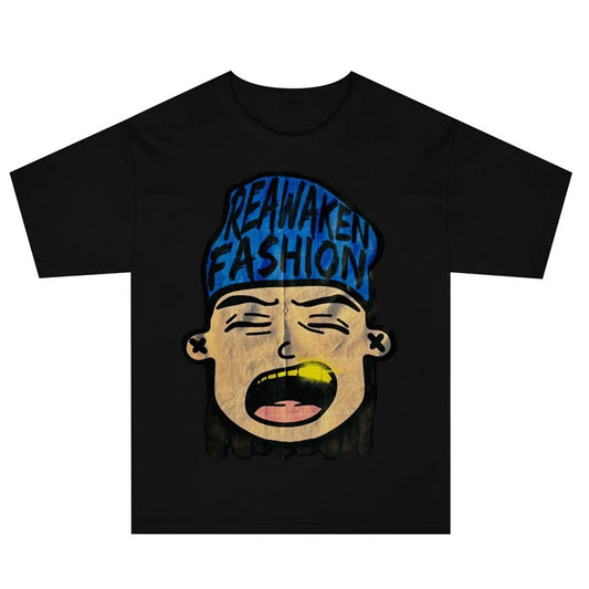 sadcore flame t-shirt with graffiti meltdown and sketch distortion