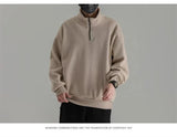 Mens Polar Fleece Half Zip Turtleneck Sweatshirts Korean Fashion Loose