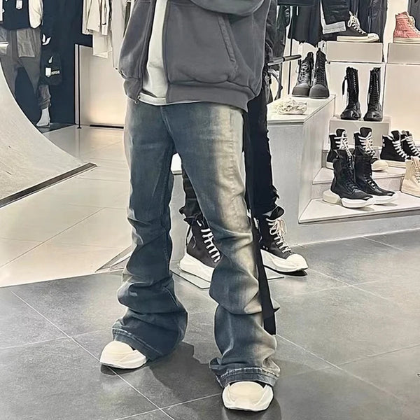 y2k washed gradient jeans pants blue stretch floor mop pants distressed casual micro speaker baggy mens and womens flare jean ripped baggy denim