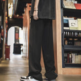 autumn mens sweatpants korean fashion sportswear drawstring wide leg straight track pants casual y2k streetwear baggy trousers sporty tapered joggers