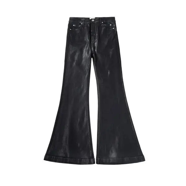 european and american street batik black paint coat wide jeans pants fashionable baggy contoured distressed flared denim jeans unique jeans style 1596