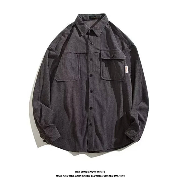 American Corduroy Cotton Shirt Man Thickening Long Sleeve Brand Trendy French Style Designer Loose Casual Workwear Coats