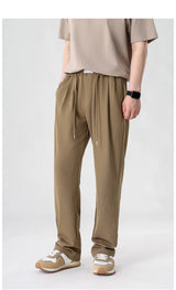 mens pants casual elastic waist drawstring straight trousers streetwear new fashion traf homme pants unique default style 3285