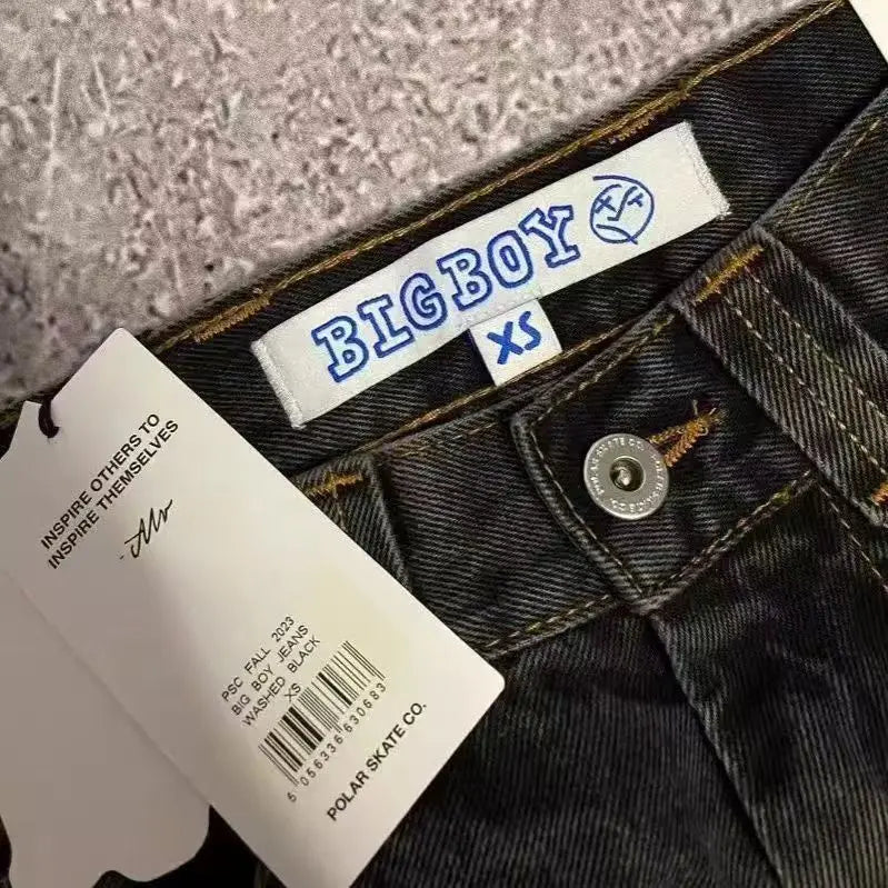 bigboy foreign trade american retro autumn new mens jeans ins black loose straight wide leg cargo pants streetwear men joggers unique joggers style 2372