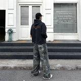 graffiti handdrawn damaged wash baggy jeans for men and women straight streetwear y2k denim trousers pantalones hombre cargos unique cargo style 1303
