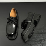 Men High Quality Genuine Leather Streetwear Fashion Casual Hip Hop Derby Shoes Cow Leather Rubber Foam Sole High Heels Shoes