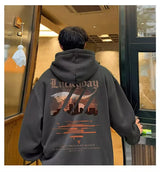 New Hip Hop Graphic Pullover Hoodies For Men Cotton Fleece Vintage Hoo