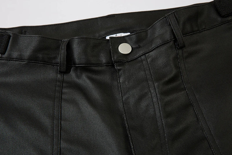 high street striped pu leather cargo pants mens harajuku straight ropa hombre loose overalls oversized casual trousers unique cargo style 5773