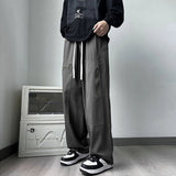 new korean fashion cargo straight pants for men autumn casual zipper pocket drawstring trousers classic tactical y2k pantalones unique cargo style 236