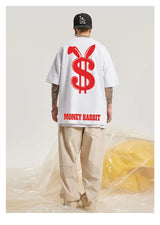 Harajuku Crying character – Money Rabbit Funny Graphic Printed T Shirt For Men Oversized