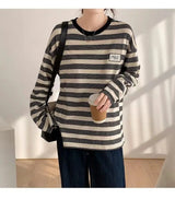 Y2k Vintage print – Design Niche Slit Striped Bottoming Shirt Women Autumn And W