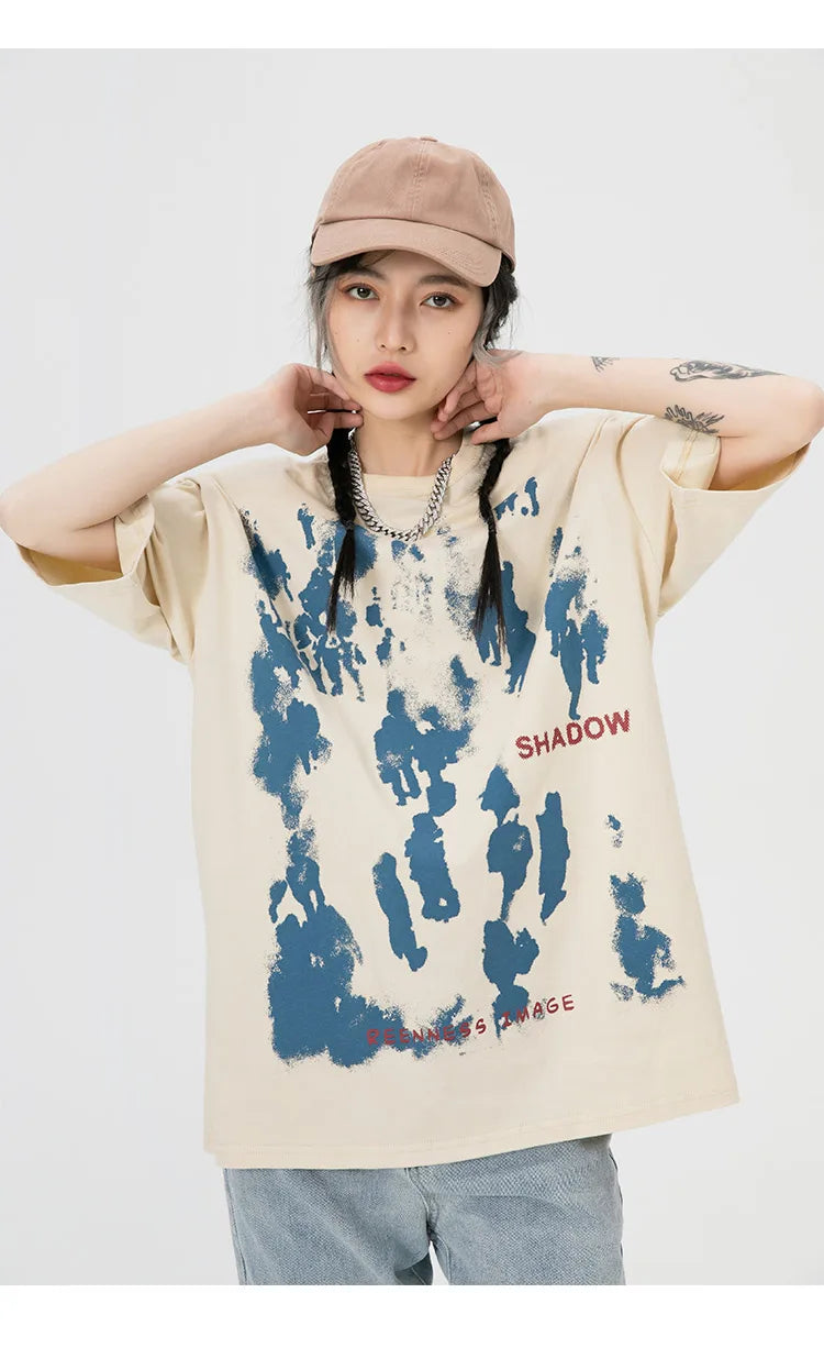 Sadcore Tribal flame – Aolamegs Men Gothic Punk Style Letter Printed Oversized T Sh