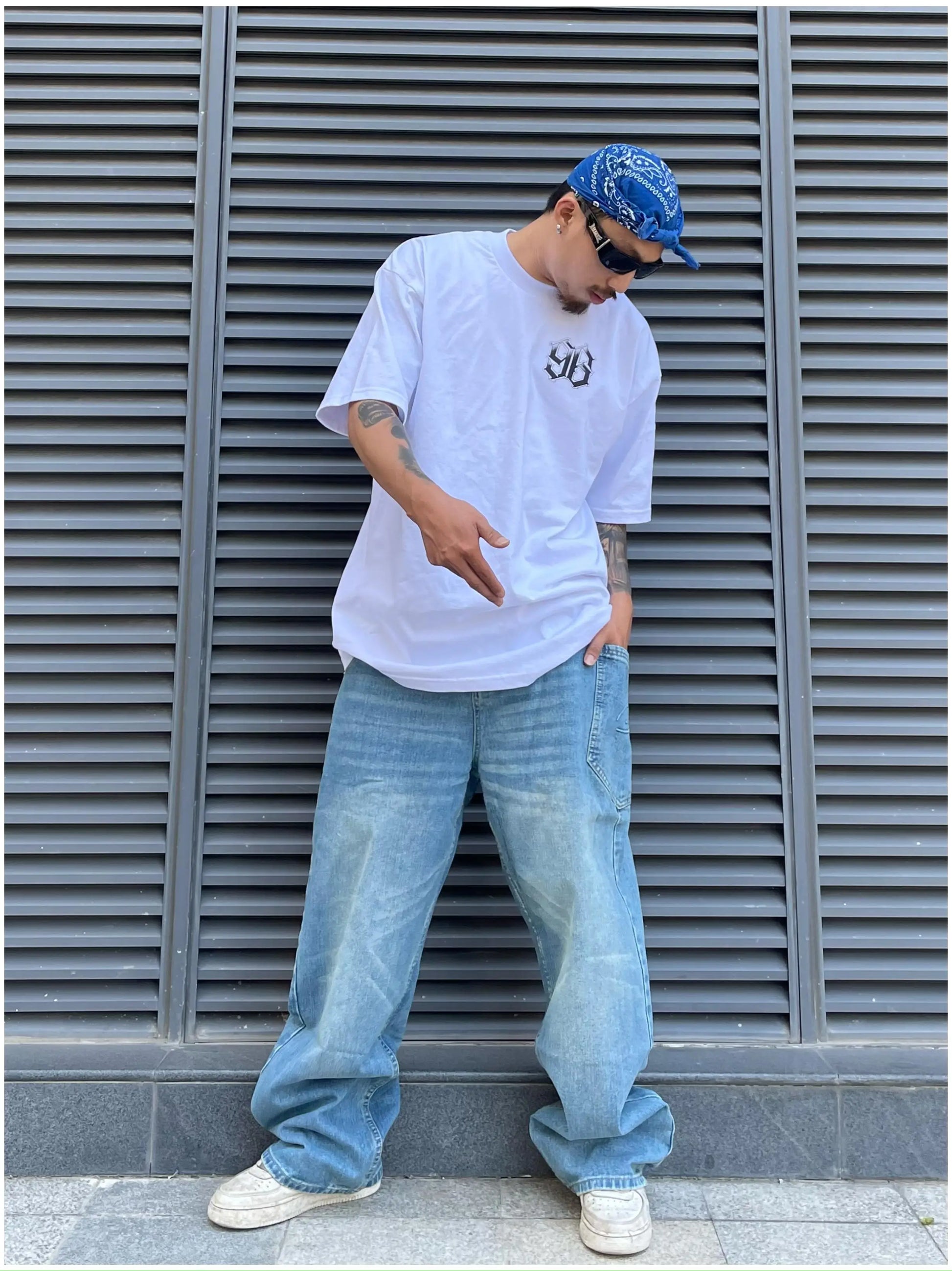 fashion loose streetwear denim jeans pants unisex casual side pocket wide legs jean trousers hip hop joggers mens baggy jeans unique joggers style 1770