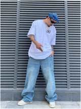 fashion loose streetwear denim jeans pants unisex casual side pocket wide legs jean trousers hip hop joggers mens baggy jeans unique joggers style 1770