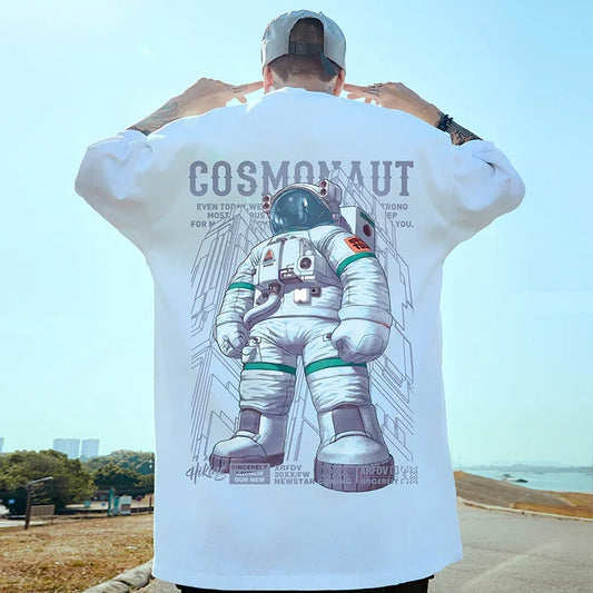 Y2k Tribal flames – Mens Funny Cosmonaut Graphic Printed T Shirt 2025 Summer
