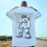 Y2k Tribal flames – Mens Funny Cosmonaut Graphic Printed T Shirt 2025 Summer