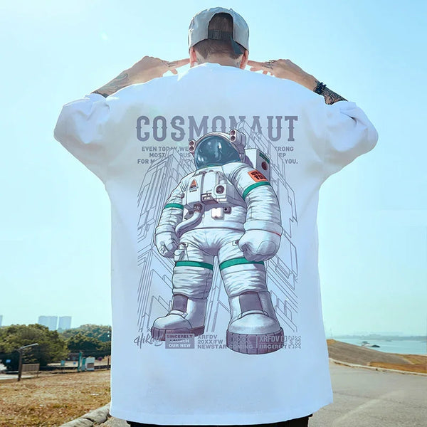 Y2k Tribal flames – Mens Funny Cosmonaut Graphic Printed T Shirt 2025 Summer