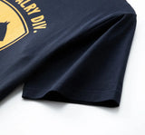 Summer Short Sleeved Men'S Military Retro Cavalry Division Letter Printing Casual Cotton Breathable Color Matching Round Neck