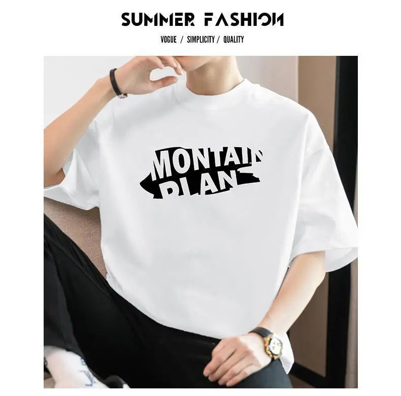 Y2k Anime panel – Heavy Cotton Clothes For Boys Short Sleeved Cotton Loose Clo