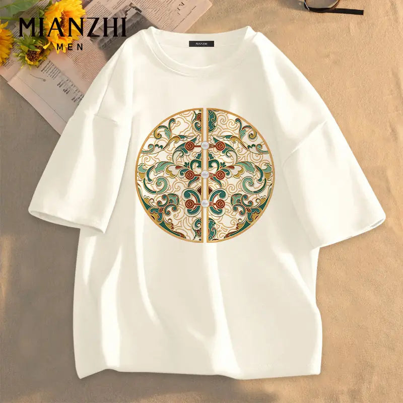 Sadcore Melting smiley – Cotton Black Short Sleeved Mens Summer New New Chinese Style