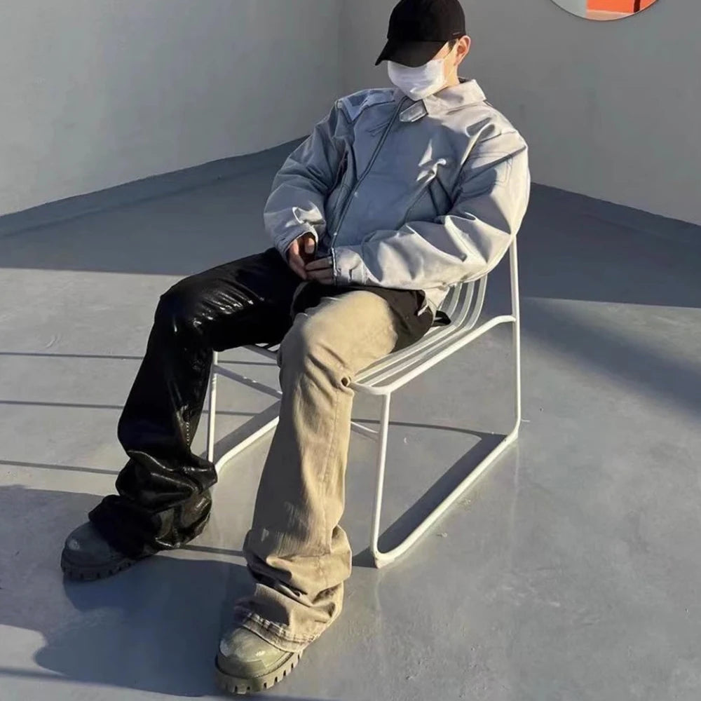 ro style ribbons patchwork gradient stacked wax pants unisex straight streetwear baggy y2k flare jeans oversized loose cargos 1 unique cargo style 825