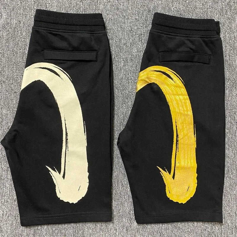 Harajuku Y2K Men's Gym Shorts Evisued Shorts Casual Japanese Fashion Brand M Printed Wide Leg Shorts Summer Men Clothing