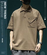 Gothic Angelcore design – Summer New Button Pocket Polo Shirt For Men Casual Short Sle